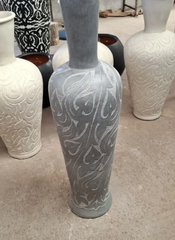 Vase Sculpté Gris